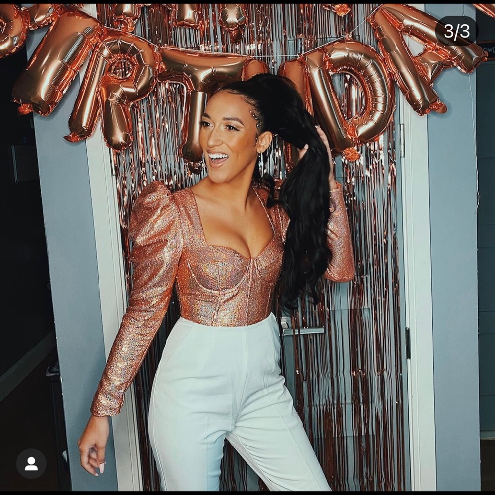 Lavish Alice Pink Glitter Jumpsuit